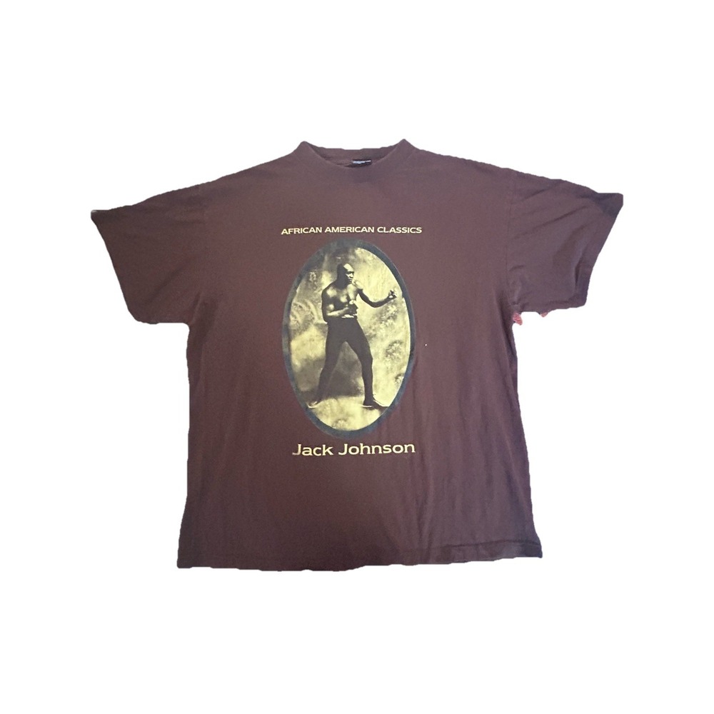 VTG 90s African American Classics Jack Johnson Tee Brown XL Talha USA Rare
